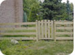 Board rail wood fence with gate