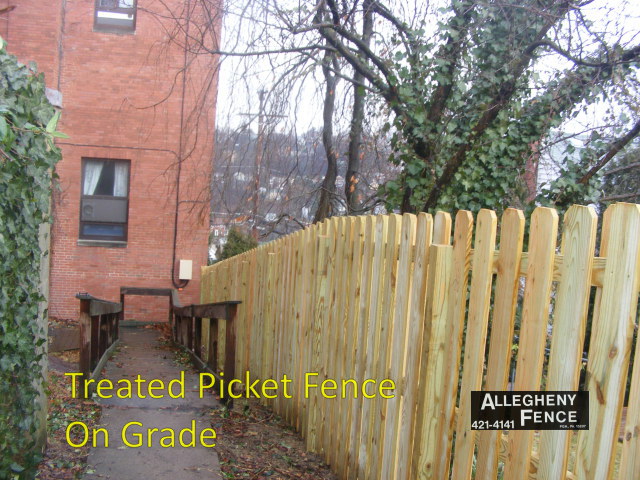 Treated Picket Fence on Grade
