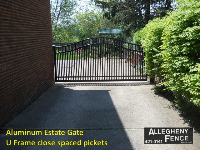 Aluminum Estate Gate U Frame Close Spaced Pickets