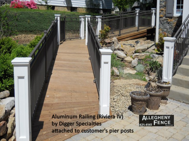 Aluminum Railing (Riviera IV) by Digger Specialties Attached to Customer's Pier Posts