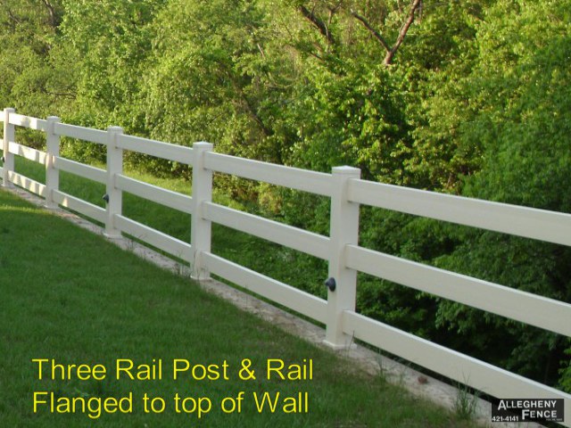 Three Rail Post & Rail Flanged to top of Wall