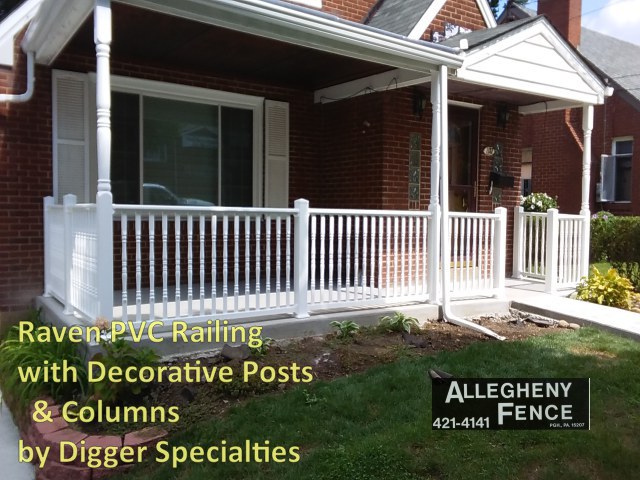 Raven PVC Railing with Decorative Posts & Columns by Digger Specialties