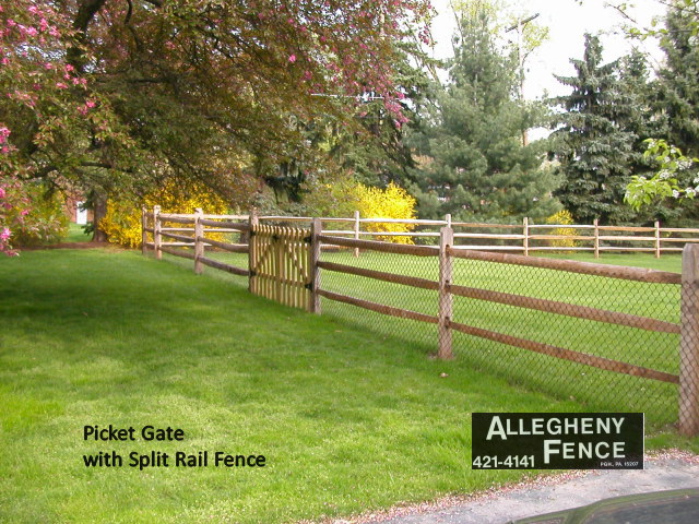 Picket Gate with Split Rail Fence